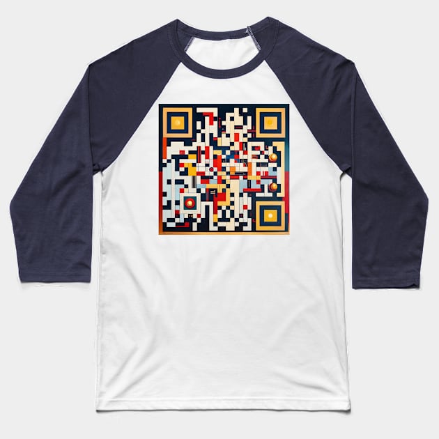 RickRoll QR Code Abstract Constructivist Painting Baseball T-Shirt by ravel.live